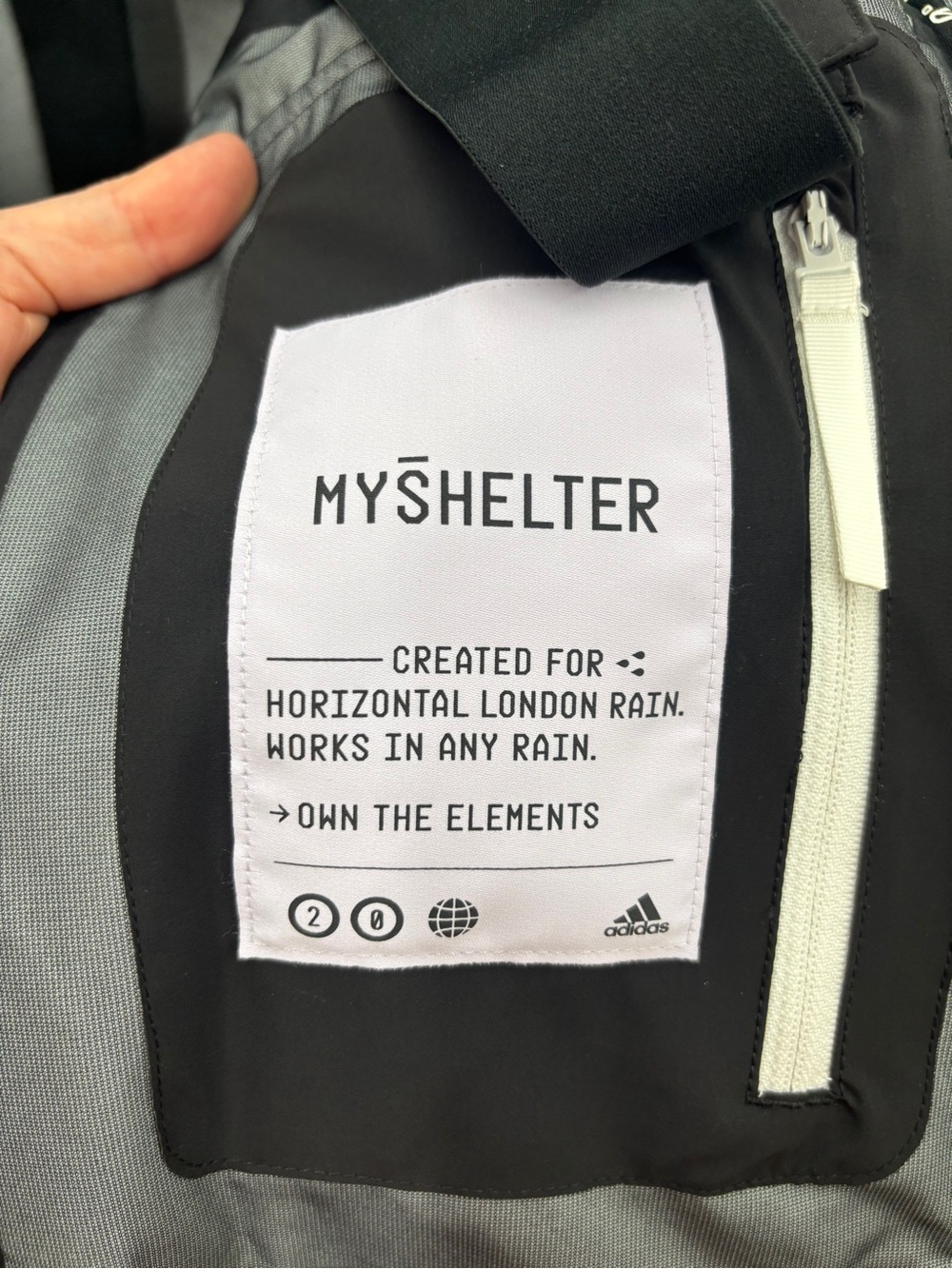 Adidas Gray MyShelter Parka Waterproof Hooded Raincoat NWT medium - Picture 9 of 10